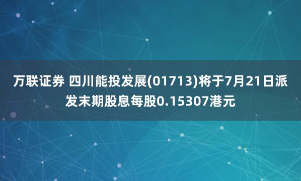 万联证券 四川能投发展(01713)将于7月21日派发末期股息每股0.15307港元